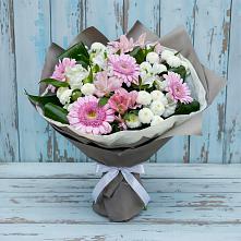 Букет цветов из:  Герберы, Альстромерии и Хризантемы в Дубовом