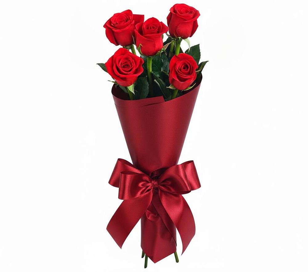 Букет 5 Красных роз Эдлесс Лав в Дубовом