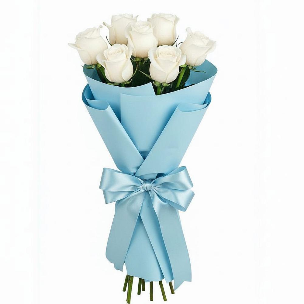 Букет 7 белых роз Проуд в Дубовом