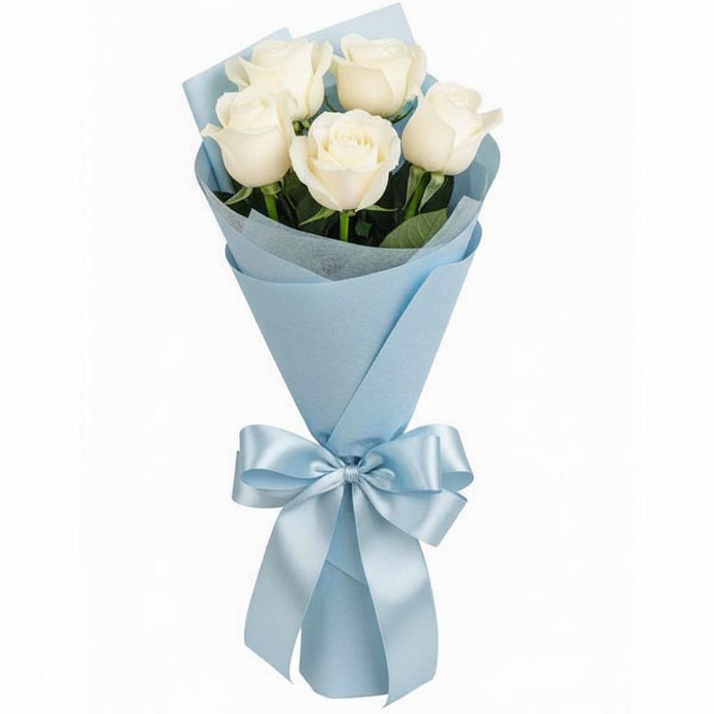 Букет 5 Белых роз Проуд в Дубовом