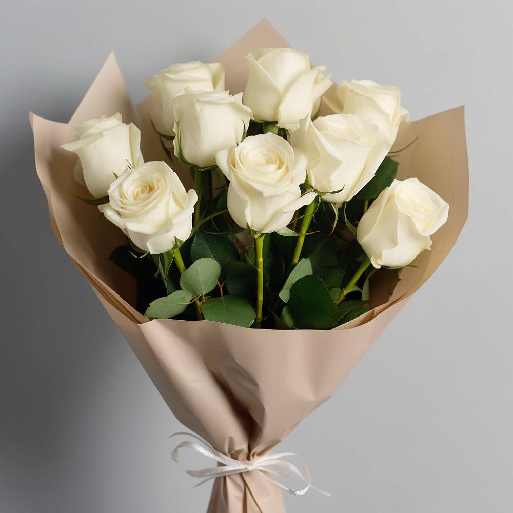 Букет 9 Белых роз Эдлесс Лав в Дубовом