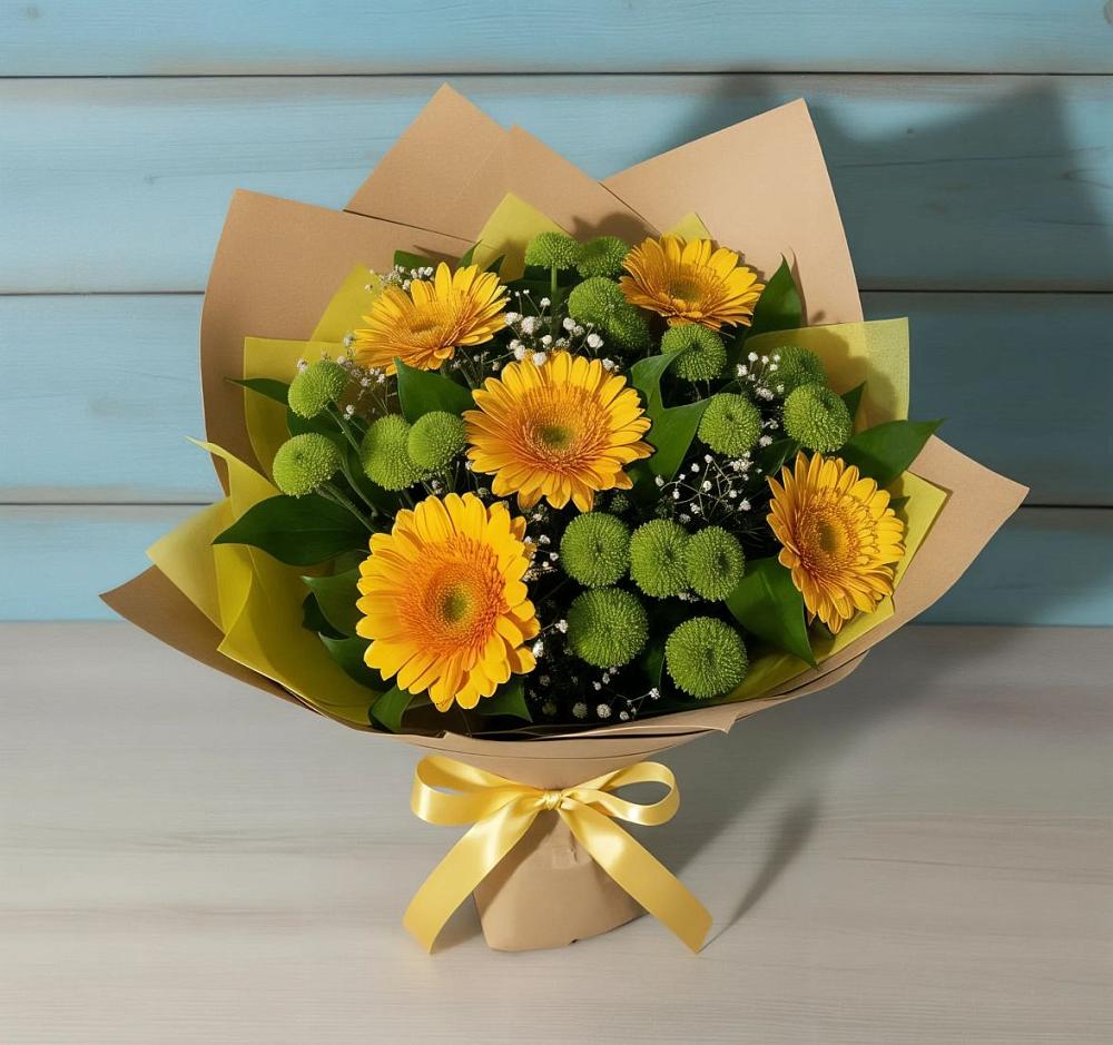 Букет цветов из: Герберы и Хризантемы в Дубовом
