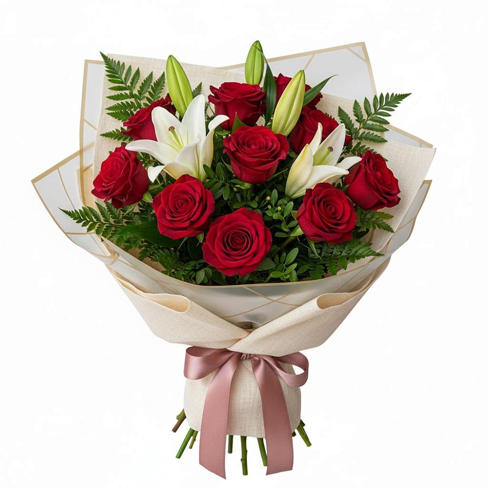 Букет цветов из: Лилии и Розы в Дубовом