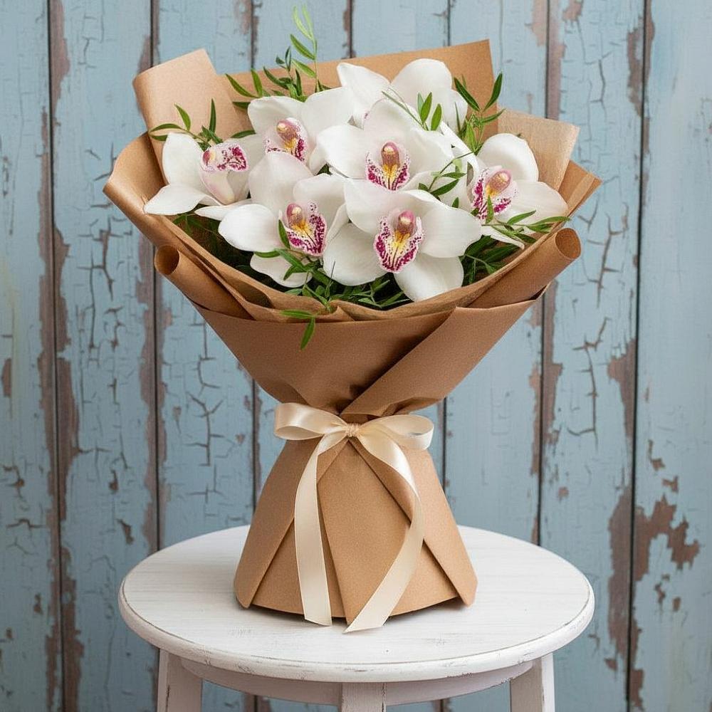 Букет цветов из: Орхидеи и Розы в Дубовом