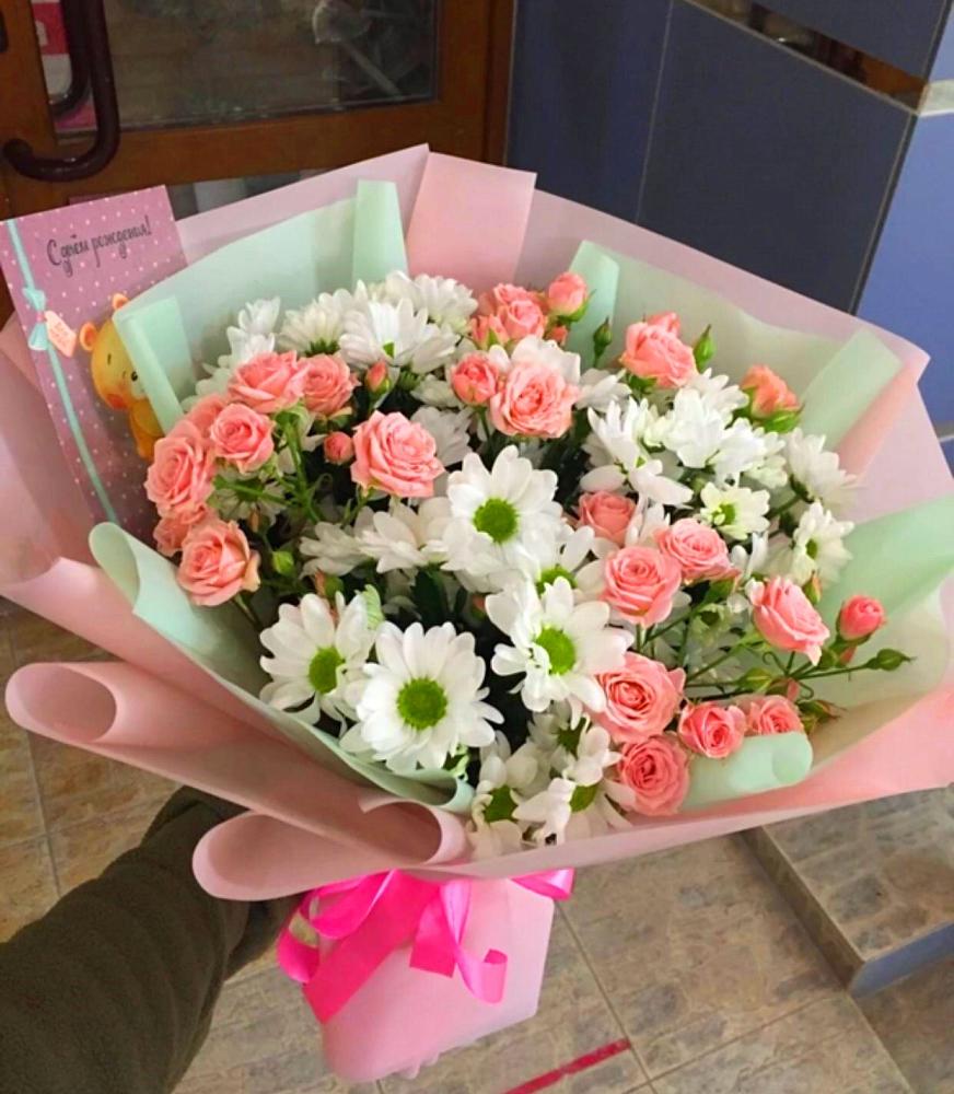 Букет цветов из: Розы и Хризантемы в Дубовом