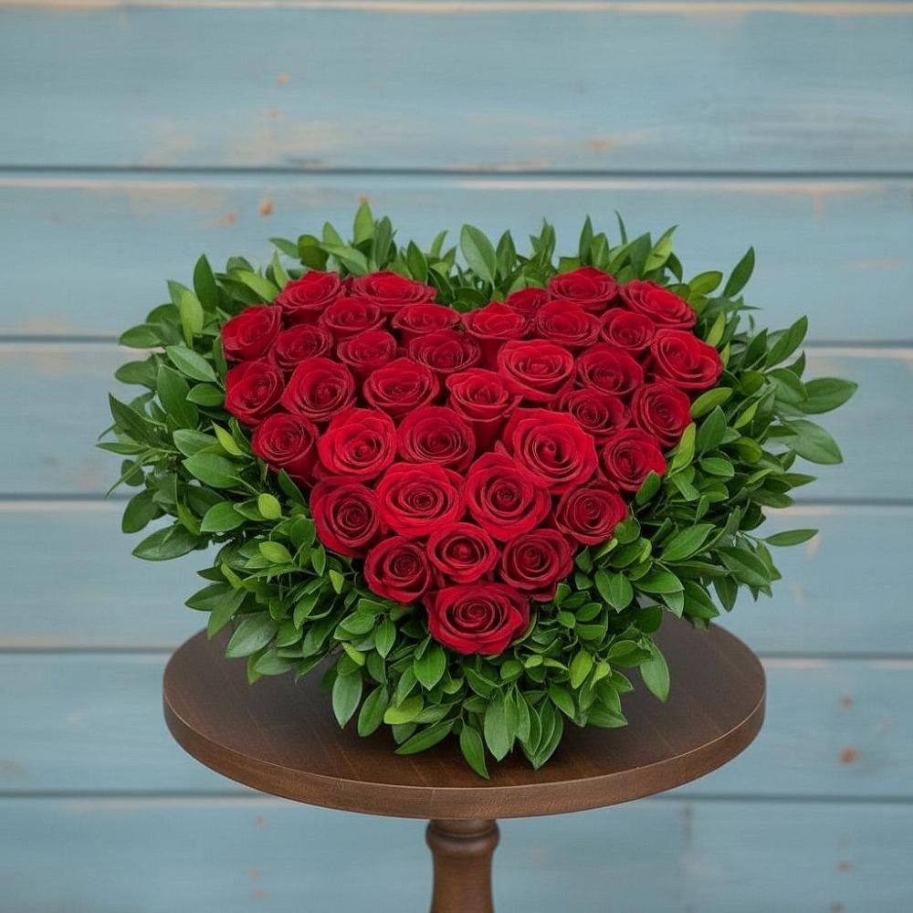 Цветочная композиция из Розы в виде сердца в Дубовом