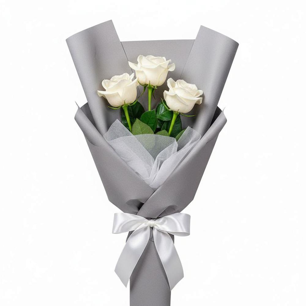 Букет 3 белые розы в Дубовом