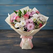 Букет цветов из:  Хризантемы, Альстромерии и Розы в Дубовом