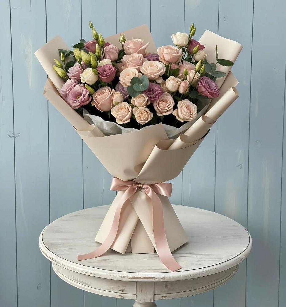 Букет цветов из: Розы и Лизиантусы в Дубовом