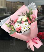 Букет цветов из:  Розы, Лизиантусы и Хризантемы в Дубовом