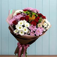 Букет цветов из:  Розы, Хризантемы и Альстромерии в Дубовом