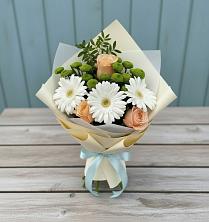 Букет цветов из:  Герберы, Розы и Хризантемы в Дубовом