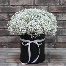 Цветочная композиция из Гипсофила в шляпной коробке в Дубовом