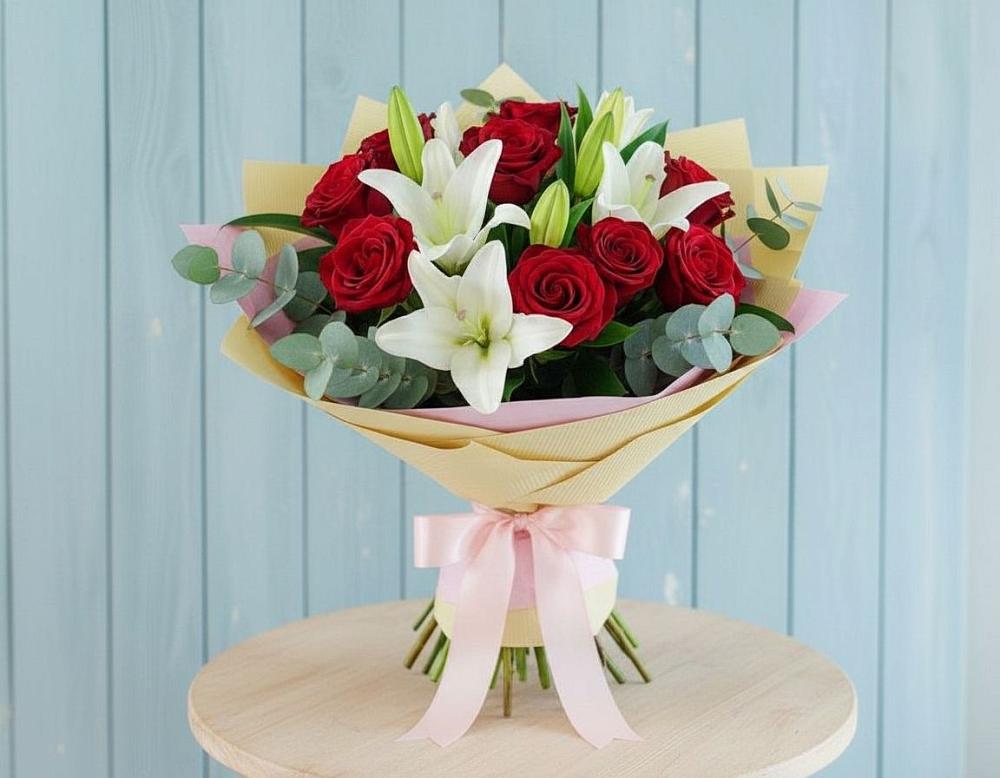 Букет цветов из: Лилии и Розы в Дубовом